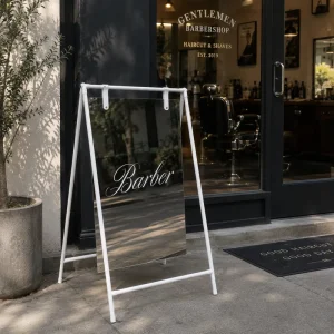Portable Mirror Welcome Sign A Frame Stand Custom Stainless Steel Floor Display Board for Wedding Cafe Salon Event