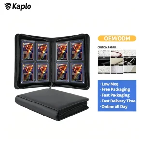 Portable PU Leather 4 Pocket Toploader Binder Holds 160 3×4 Rigid Card Holder Fixed Double Sided Pages Side Loading Zipper Album