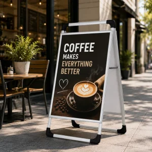 Portable Sandwich Board Sign with Top Handle for Indoor and Outdoor Advertising