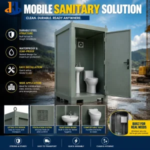 Portable Toilet Cabin Mobile Sanitary Solution Prefabricated Restroom Unit Modular Toilet House Construction Site Camp Event