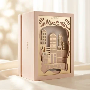 Premium Artisan Paper Carving Gift Box Hollow City Architecture Design Custom Beauty Device Packaging Box