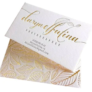Premium Custom Double-Sided Business Cards Specialty Cotton Paper Gold Foil Embossing UV Recycled For Promotion Supermarket Use