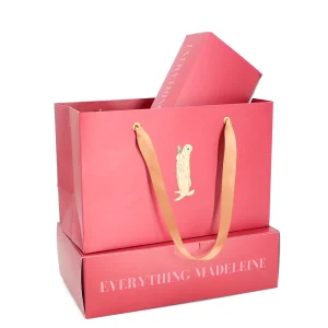 Premium Custom Logo Paper Gift Bag with Ribbon Handle Luxury Packaging for Gift Boxes and Special Occasion Gifts