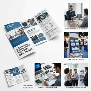 Premium Custom Printed Tri-Fold Brochures Gloss Laminated Offset Paper for Company Profiles & Product Guides