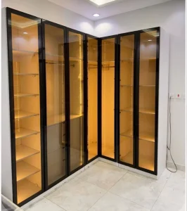 Premium Customizable Walk in Closet with Tempered Glass Doors & LED Lighting Modern Home Bedroom Wardrobe