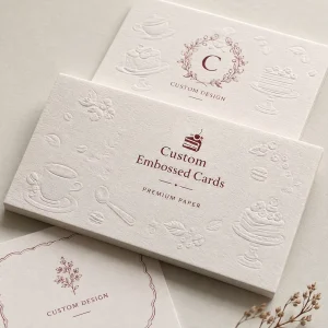 Premium Embossed Business Cards, Vintage Dessert Themed Debossed Paper Cards for Small Business Thank You Usage