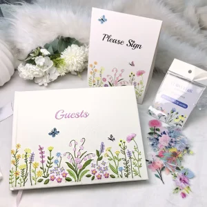 Premium Embroidered Guest Book Please Sign Card Custom Fabric Signed Wedding Guest Book