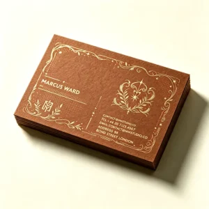Premium Gold Foil Printing Vintage Floral Design Brown Thick Textured Paper Business Card for Company Brand Promotion