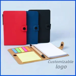 Premium Printed Kraft Paper Notebook NAA19 with Pen Snap Strap Pocket Journal A6 Lined Refillable Writing Set for Gift