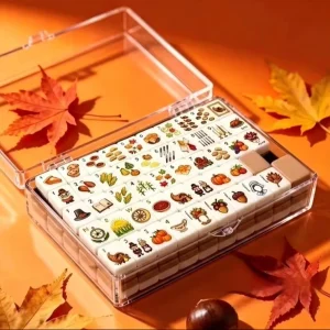 Premium Vivid Patterns Thanksgiving Themed American Mahjong Tiles Total 160 Pieces Paper Box for Holiday Celebration Game