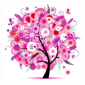 Printed Cross Stitch Kit DIY Four Season Tree of Autumn Counted Embroidery Cotton Thread Scenery Wall Decor