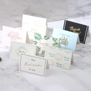 Printed Message Small Greeting Card Set Custom Jewelry Packaging Thank You Card Folded Paper for Business Gift