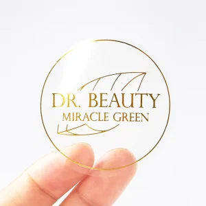 Printing Hot Stamping Gold Foil Label Stickers Paper Adhesive Vinyl Waterproof Clear Label Custom Transparent Logo Sticker