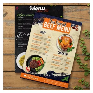 Printing Service Design Custom Take Out Food Restaurant Menus Poster for Restaurant