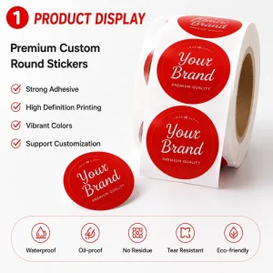Private Design Product Labels Maker Self Adhesive Vinyl Round Waterproof Sticker Roll Paper Custom Printing logo Label Stickers