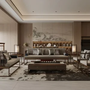 Professional 3D Rendering New Chinese Style Eco-Friendly Whole House Interior Design Service for Villa Graphic Design