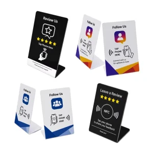 Professional Customized Full Color UV Printed Desktop NFC Acrylic Display Sign for Customer Feedback