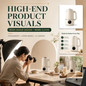 Professional E commerce Product Photography Agency AMZ A+ Content Listing Design 3D Modeling Rendering Video Infographic Service
