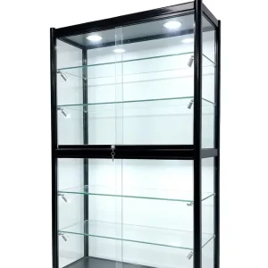Professional Slim Frame Heavy Duty Eco Friendly Glass Display Cabinet LED Black Aluminum for Smoke Accessory Retail Boutique