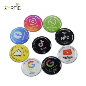 Programmable 30mm 13.56mhz NFC 213 Google Review Tap Sticker NFC Social Media Epoxy Tap Sticker