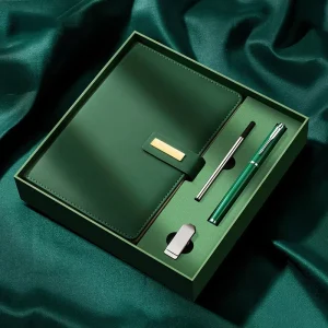 Promotional Business A5 Pu Leather Notebook with Pens Usb Flash Custom Logo Luxury Company Corporate Gift Box Set