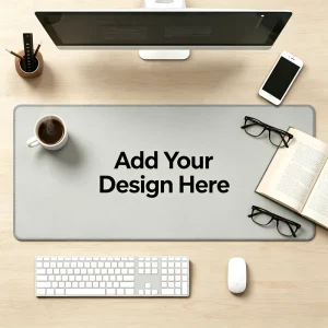 Promotional Desk Mat with Company Logo Natural Rubber Stitched Edges XXL Extended Fabric Surface Custom Printed Gift