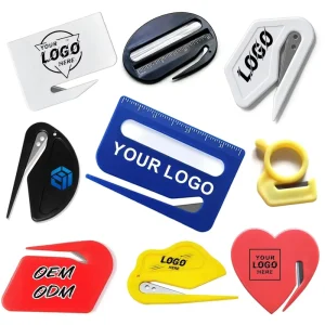 Promotional Office Gifts Custom Logo Letter Opener Durable Paper Knife Manual Plastic Box Cutter for Envelope Package and Mail