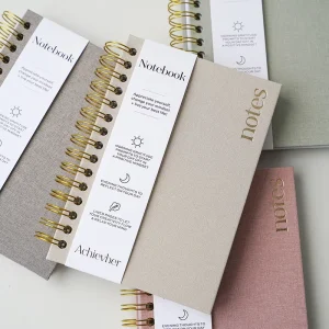 Promotional Stationery Gifts A5 Linen Business Journals Hardcover Achievher Sprial Notebooks