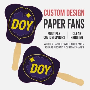 Promotional Wooden Handle Factory Custom Printed Logo White Cardstock Paper Hand Fans for Advertising Events