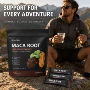 Pure Maca Root Powder 60 Sticks 5g Per Stick for Daily Vitality Energy and Physical Condition Support