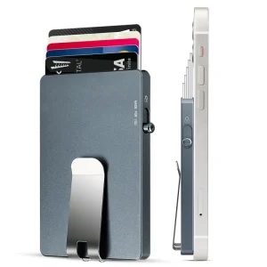 RFID Blocking Aluminum Wallet Business Minimalist Card Holder with Cash Clip 6 Cards
