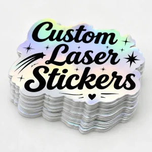Rainbow Laser Holographic Sticker Roll Custom Die Cut Gold Foil 3D Reflective Flash Waterproof Printed Packaging Labels