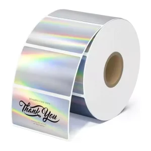 Rainbow Silver Sticker 2.25″x1.25″ Recyclable Holographic Silvery Thermal Sticker Labels Wrapping Sticker Glitter Label 40*30mm