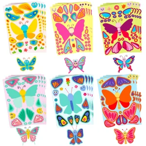 Ready to Ship Eco Friendly Vinyl Sticker 6 Sheets DIY Puzzle Butterfly Designs 15cm*15cm Promotional Gifts for Kids