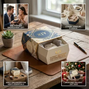 Rectangle Printed Luxury Hexagon Customized Box Gold Foil Hot Stamping Rigid Box with Sleeve Slide Out Open Drawer