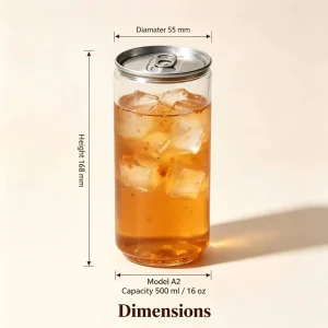 Recyclable Clear Plastic PET Can with Easy Open Lid Food Packaging Solution 500ml 16oz