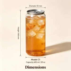 Recyclable Clear Plastic PET Can with Easy to Seal OEM ODM for Cold Drink Packaging 605ml 20oz
