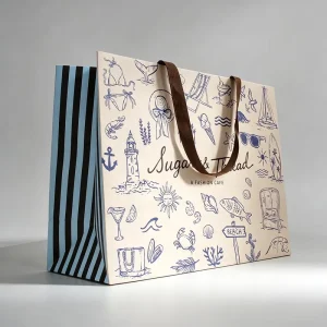 Recyclable Custom Logo Clothing Apparel Packaging Premium Paper Bags Luxury Gift Shopping Cardboard Paper Bag With Ribbon Handle