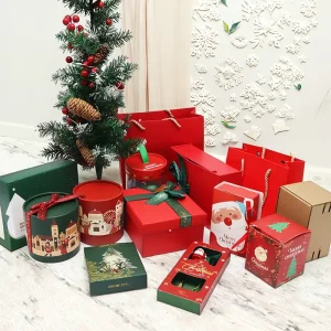 Recyclable Customizable Luxury Christmas Gift Boxes Eco Friendly Stylish Modern Style Ribbon Decoration UV Fo Gifting Packaging