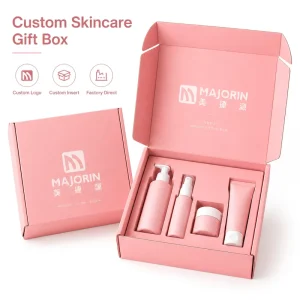 Recyclable Pink Paper Mailer Box Customizable Design Soft Touch Cosmetic Folding Packaging