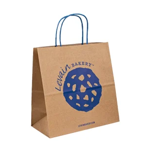 Recycled Custom Logo Printed Grocery Shopping Packaging Brown Kraft Paper Bag With Handles