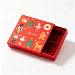 Red Christmas Gift Box Custom Printed Rigid Cardboard Packaging For Luxury Jewelry Cosmetics