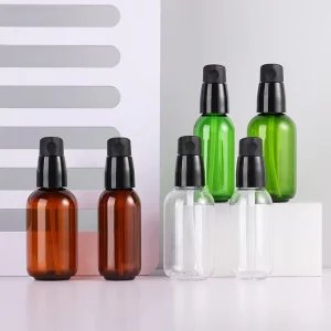 Refillable Empty PET Pump Bottles 50ml 80ml Duckbill Dispenser with Screen Printing for Lotion