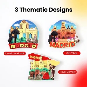 Resin 3D Puerta Del Sol Square Madrid Spain Tourist Souvenir Fridge Magnet Colorful European Style Refrigerator Accent