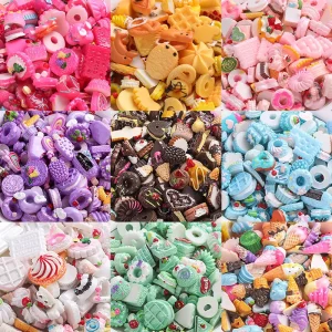 Resin Crafts Mixed Designs Flat Back Resin Charms Food Play Resin Charms for Decoration