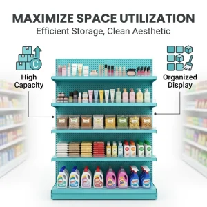 Retail Island Display Cosmetic Shop Shelves Design Beauty Shop Pharmacy Makeup Display Bar Shelves For Bottles
