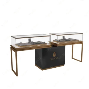 Retail Jewelry Store Interior Design Modern Wooden Jewelry Cabinet Custom Glass Jewelry Showcase Display