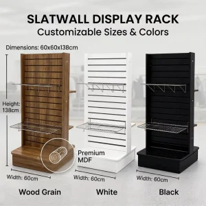 Retail Shop Slatwall Display Rack Wire Shelf MDF Panel Grooved Merchandising Unit for Jewelry Stores