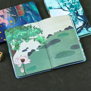 Retro 32K Hardcover Notebook, Landscape Color Illustrated Pages
