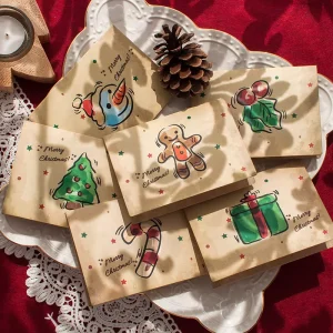 Retro Christmas Greeting Card Set Best Wishes for Business Proposals on Christmas Eve Simple Festive Greeting Cards